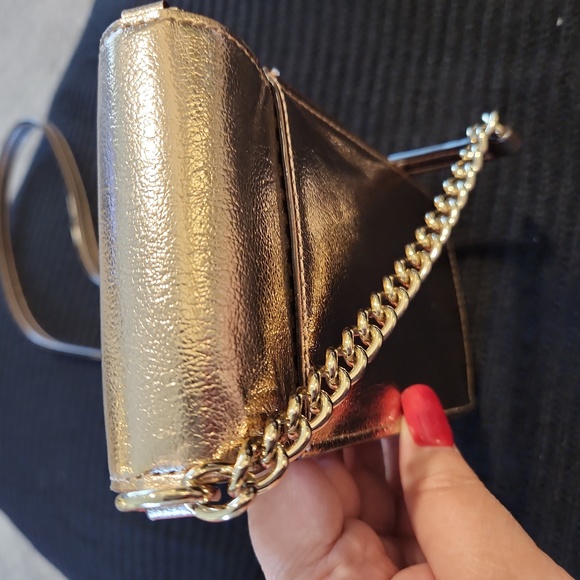 NWOT KATE SPADE Italian Pebble Leather Metallic Gold Crossbody Phone Bag - Picture 11 of 15